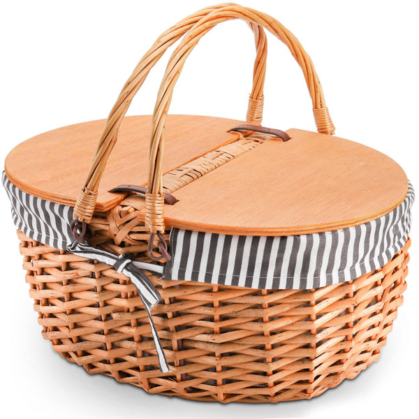 August Grove® Picnic Basket With Liner Wicker Picnic Baskets With